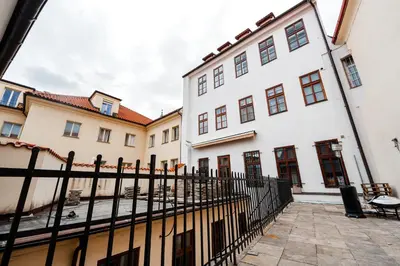 a view of the courtyard of a building at Huge 4 Rooms Charles Bridge Apartment in Prague