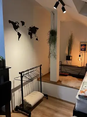 a room with a wall with a map on the wall at Adel in Prague in Prague