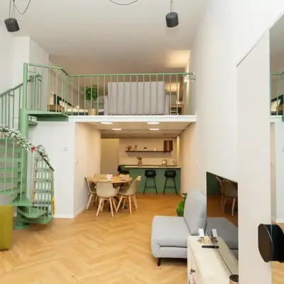 Prague City Center 99m2 Andel Family Apartment for 6 Bath and Shower Self Check in