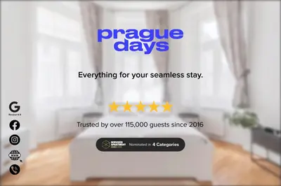 a flyer for a charity event in a room at Prague Days - Three Bedroom Apartment with AC, Desk and 100Mbs WiFi in New Town in Prague