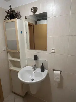 a bathroom with a sink and a mirror at Eleven Břevnov in Prague