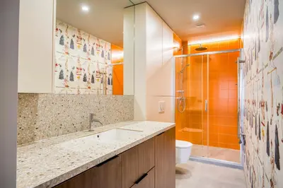 a bathroom with a sink and a shower at Boutique Studio just 5 min from Wenceslas Square by Gravity Prague in Prague
