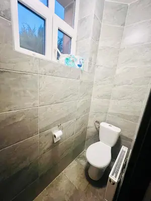 a bathroom with a toilet and a window at Big apartment in Brandýs nad Labem in Brandýs nad Labem-Stará Boleslav