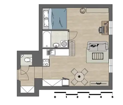 a plan of a floor plan of a room at Cosy apt in vibrant area 2 metro stops from Prague's hisorical centre in Prague