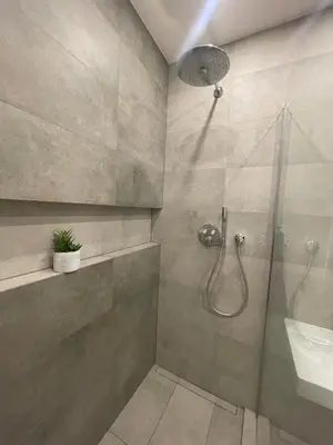 a bathroom with a shower and a sink at 1Room in Family Apartment Barrandov in Prague