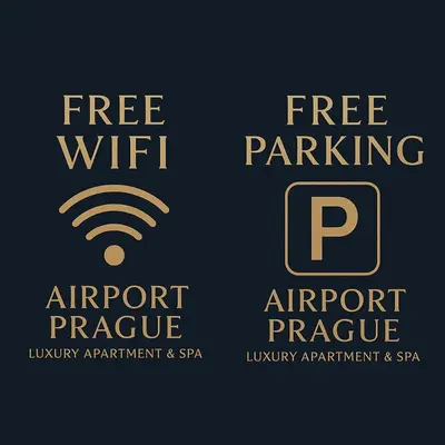 a set of four logos for an airport preserve at Prague Airport Luxury Vila in Prague