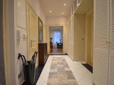 a hallway with a tile floor and a hallway with doors at Apartment Wohnung mit eigenem Balkon by Interhome in Prague