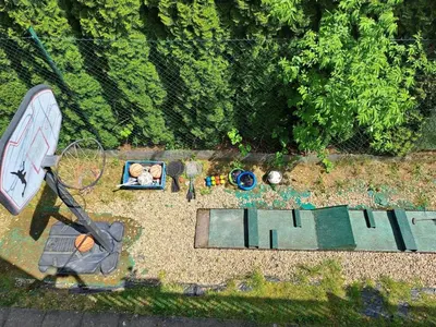 an overhead view of a garden with a person in a box at Holiday Home Komfortvilla in Prag- Hallenbad- Whirlpool- Sauna by Interhome in Vranov