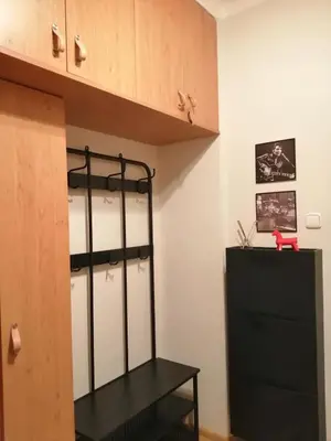 a room with a bunk bed and a shelf at ANDĚL apartment VLTAVA' SPIRIT - Smíchov in Prague