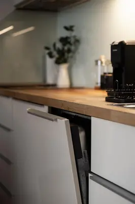 a kitchen with a counter and a counter top at Sudomerská 5, Zizkov, Czech Republic in Prague