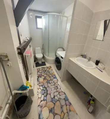 a bathroom with a shower and a sink and a toilet at Ubytování Mladá Boleslav in Mladá Boleslav