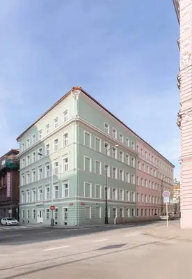 a large building on the corner of a street at REAL Living by REFA - New Town 210 in Prague