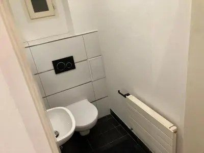 a small bathroom with a toilet and a sink at Apartment with two bedrooms in Prague