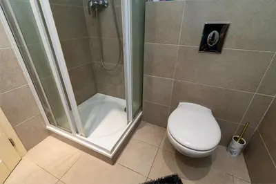 a bathroom with a shower and a toilet at Golden Aurora Prague in Prague