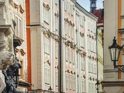 a building in the middle of a street at Magical Prague Old Town in Prague