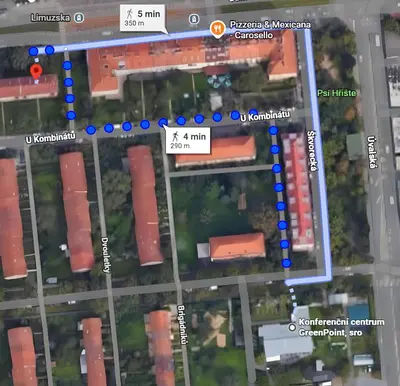 a map of a parking lot at Secret Garden Studio in Prague