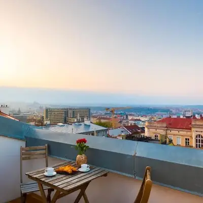 Old Prague View Rooftop Studio with AC