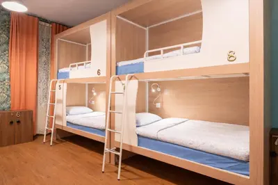 a bunk bed room with two bunk beds at Luna Female Hostel in Prague