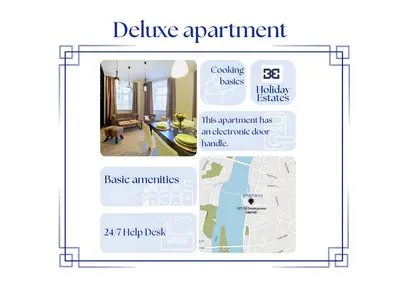 a diagram of a living room with a dining room at DeLuxe Apartment in Prague