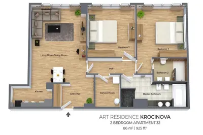 a floor plan of a small apartment with a layout at Art Residence Krocinova in Prague