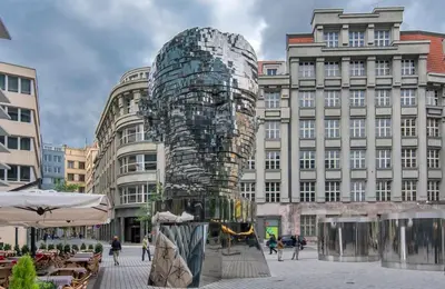 a glass sculpture in front of a building at Wishlist Old Prague Residences - New Town in Prague
