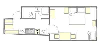 a floor plan of a small house at Apartments Truhlarska 31 in Prague