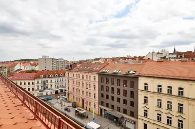 a view of a city with buildings at Kasablanka apartments in Prague