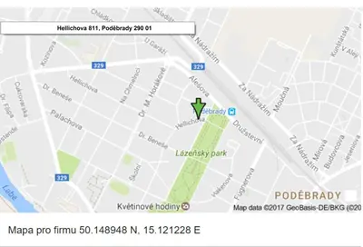 a screenshot of a google map of the park at Apartment Promenada in Poděbrady