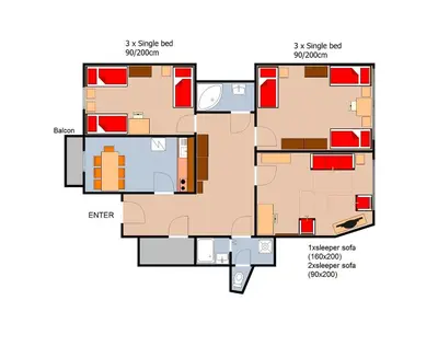 a floor plan of a house at Apartments with 2 Bathrooms- 5 minutes from Old Town - 102 m2 in Prague
