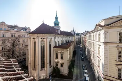 a view of a building in a city at Quiet Apartment in The Old Town in Prague