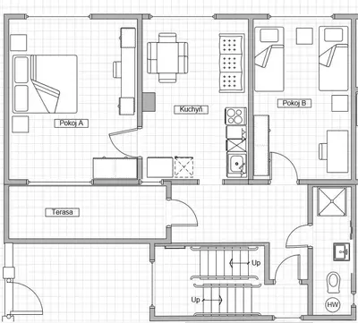 a drawing of a floor plan of a house at Alisa Apartments in Kostomlaty