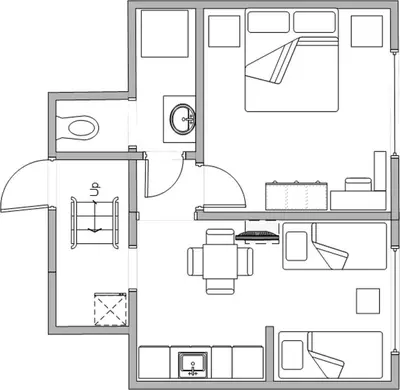 a drawing of a floor plan of a house at Alisa Apartments in Kostomlaty