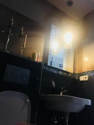 a bathroom with a sink and a mirror and a toilet at Imperial Rezidence in Prague