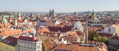 an aerial view of a city with buildings at Residence St Havel Prague Old Town in Prague