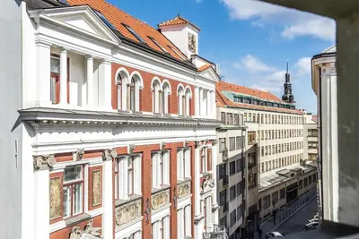 a view from a window of a building at Wishlist Prague Residences - Charles Bridge in Prague