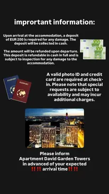 a flyer for an event with a picture of a building at Apartment David Garden Towers in Prague