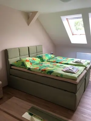 a bedroom with a bed in a room at Penzion Na Hrazi in Poděbrady