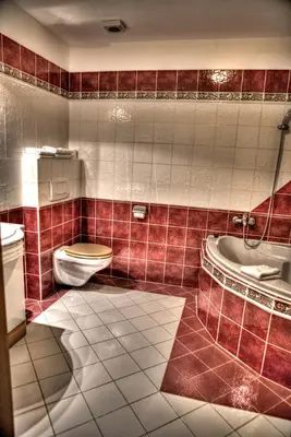 a bathroom with a toilet and a sink at Motel U Krbu in Vestec