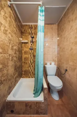 a bathroom with a tub and a toilet and a shower at Hotel Czechia in Prague