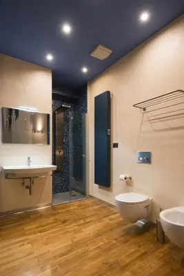 a bathroom with two sinks and a toilet and a shower at Residence Jecna in Prague