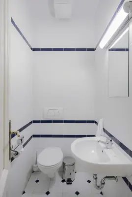 a white bathroom with a sink and a toilet at Sibelius Apartments Prague - Art Nouveau Residence 1902 in Prague
