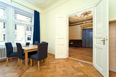 a bathroom with a glass shower and a sink at Old Town - Dusni Apartments in Prague