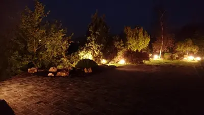 a park at night with trees and lights at Na vyhlidce in Litoměřice