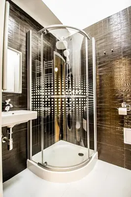 a bathroom with a shower and a sink at 3BDR City Center Ruterra Apartment in Prague
