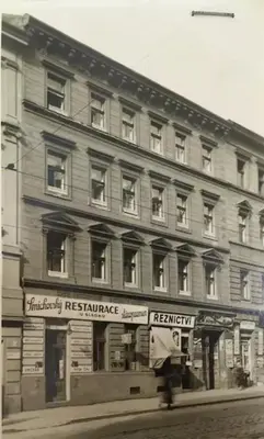 a black and white photo of a building at LOVELY Prague Apartment in Prague