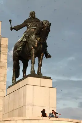 a statue of a man riding a horse at LOVELY Prague Apartment in Prague