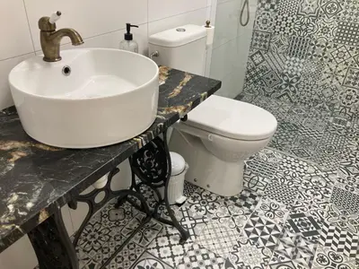 a bathroom with a sink and a toilet at Penzion U Kapra in Roudnice nad Labem