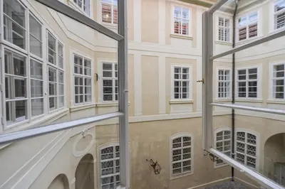 a view of the inside of a building with windows at Lazenska N4 Residence in Prague