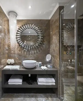 a bathroom with a sink and a mirror at PALOMA Průhonice in Pruhonice