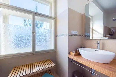 a window with a view of the river danube at Charles Apartment in Prague